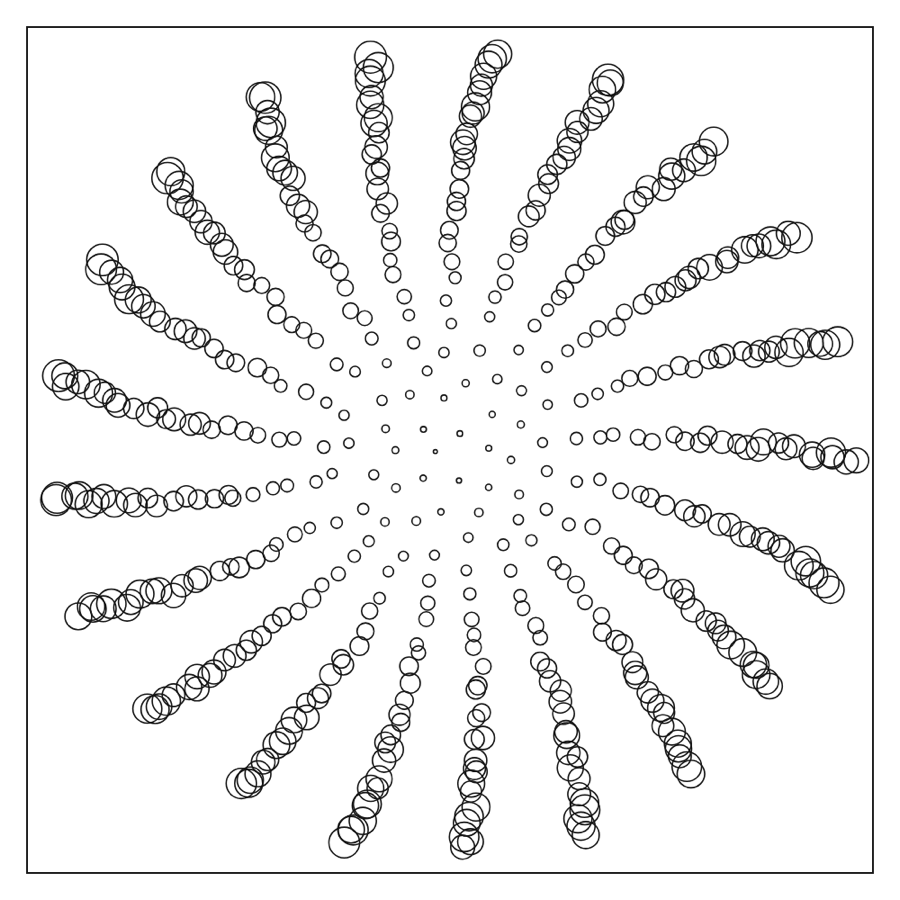 Generate a free printable Phyllotaxis pattern on Doodles.live