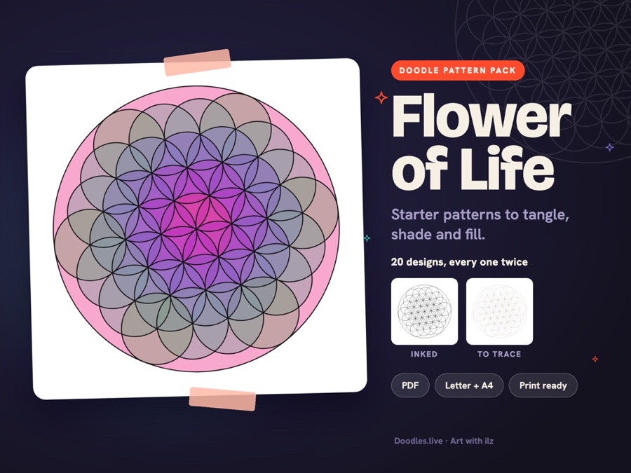 The Flower of Life printable doodle pattern pack