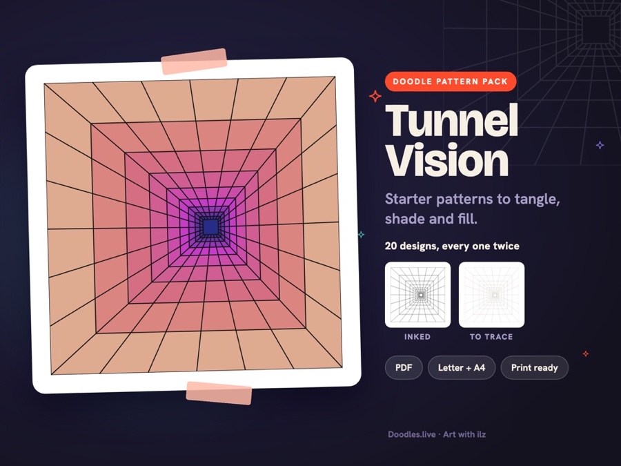 The Tunnel Vision printable doodle pattern pack