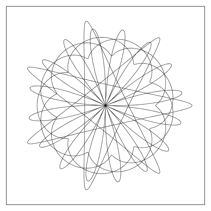 What a Spirograph pattern looks like, generated with Doodles.live